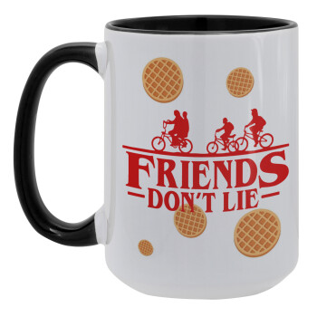 Friends Don't Lie, Stranger Things, Κούπα Mega 15oz, κεραμική Μαύρη, 450ml