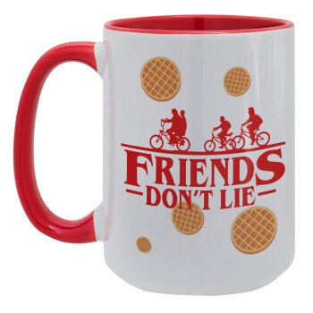Friends Don't Lie, Stranger Things, Κούπα Mega 15oz, κεραμική Κόκκινη, 450ml
