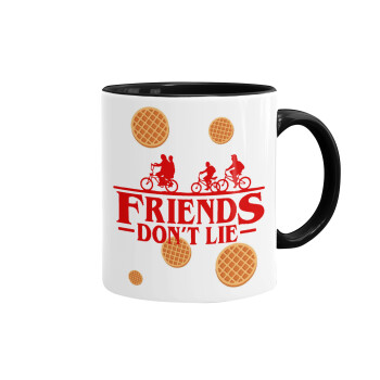 Friends Don't Lie, Stranger Things, Mug colored black, ceramic, 330ml
