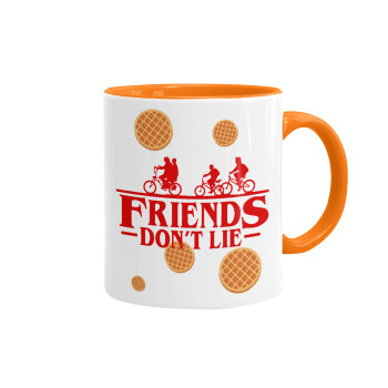 Friends Don't Lie, Stranger Things, Κούπα χρωματιστή πορτοκαλί, κεραμική, 330ml