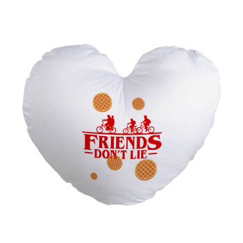 Friends Don't Lie, Stranger Things, Μαξιλάρι καναπέ καρδιά 40x40cm περιέχεται το  γέμισμα