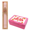 Easter Set, children's snack container PINK & scented flat Easter candle (30cm) (PINK)