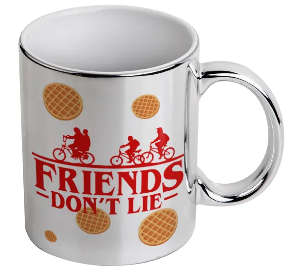 Friends Don't Lie — Κούπα κεραμική, ασημένια καθρέπτης, 330ml