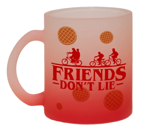Friends Don't Lie — Two-tone glass mug with matte red base, 330ml