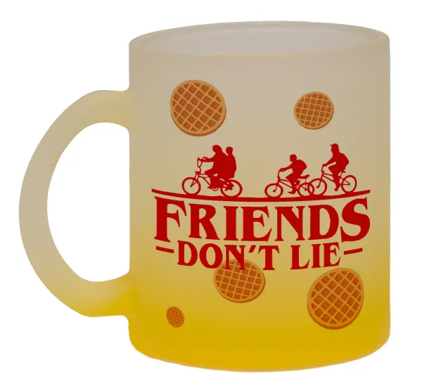 Friends Don't Lie — Κούπα γυάλινη δίχρωμη με βάση το κίτρινο ματ, 330ml