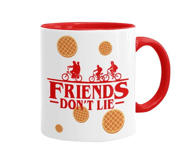 Friends Don't Lie — Κούπα χρωματιστή κόκκινη, κεραμική, 330ml