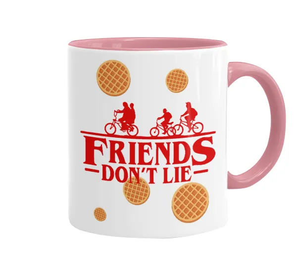 Friends Don't Lie — Κούπα χρωματιστή ροζ, κεραμική, 330ml