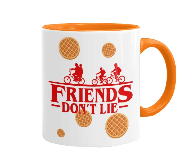 Friends Don't Lie — Mug colored orange, ceramic, 330ml