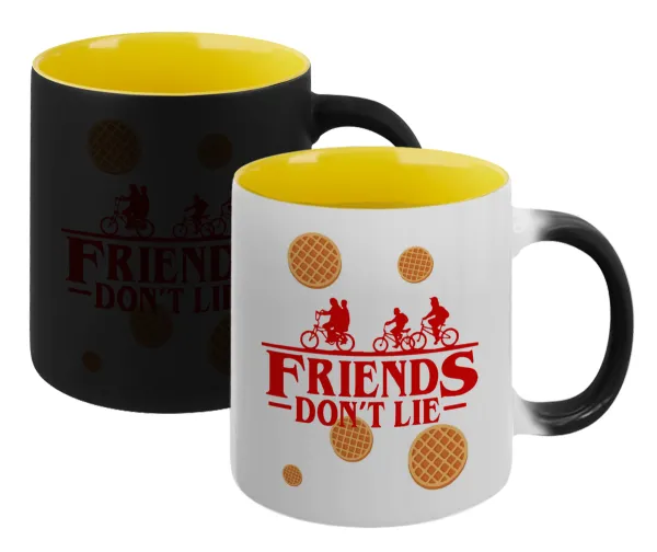 Friends Don't Lie — Κούπα Μαγική εσωτερικό κίτρινη, κεραμική 330ml που αλλάζει χρώμα με το ζεστό ρόφημα