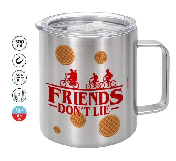 Friends Don't Lie — Double-walled stainless steel mug 300ml with temperature-retaining lid