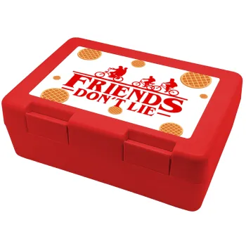 Friends Don't Lie, Stranger Things, Children's cookie container RED 185x128x65mm (BPA free plastic)