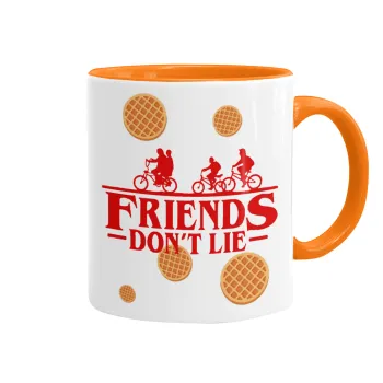 Friends Don't Lie, Stranger Things, Κούπα χρωματιστή πορτοκαλί, κεραμική, 330ml
