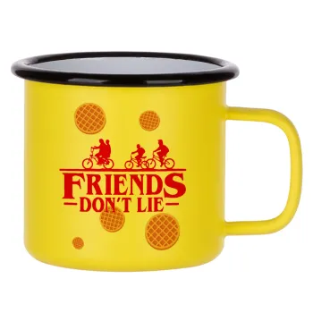 Friends Don't Lie, Stranger Things, Metallic enamel MATT Yellow cup 360ml