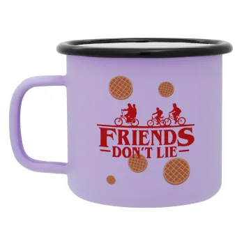 Friends Don't Lie, Stranger Things, Κούπα Μεταλλική εμαγιέ ΜΑΤ Light Pastel Purple 360ml