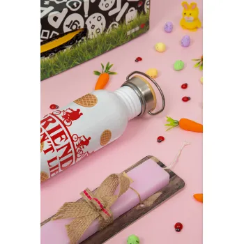 Friends Don't Lie, Stranger Things, Πασχαλινή Λαμπάδα με παγούρι μεταλλικό (620ml, stainless steel) & κερί αρωματικό πλακέ (30cm) (ΡΟΖ)