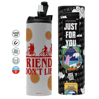 Friends Don't Lie, Stranger Things, Tumbler stainless steel GREY 600ml