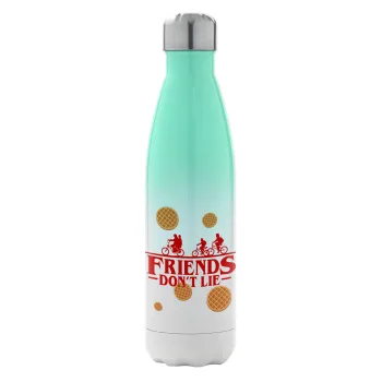 Friends Don't Lie, Stranger Things, Metal mug thermos Green/White (Stainless steel), double wall, 500ml