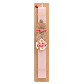 Friends Don't Lie, Stranger Things, Easter Set, wooden keychain & scented flat Easter candle (30cm) (PINK)