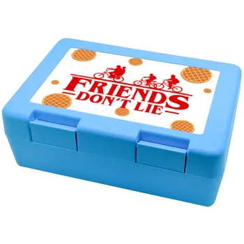 Friends Don't Lie, Stranger Things, Children's cookie container LIGHT BLUE 185x128x65mm (BPA free plastic)