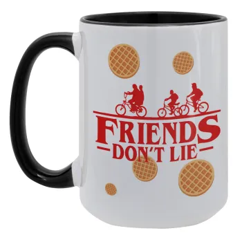Friends Don't Lie, Stranger Things, Κούπα Mega 15oz, κεραμική Μαύρη, 450ml