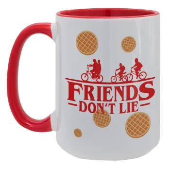 Friends Don't Lie, Stranger Things, Κούπα Mega 15oz, κεραμική Κόκκινη, 450ml
