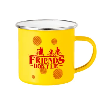 Friends Don't Lie, Stranger Things, Yellow Enamel Metallic Cup 360ml