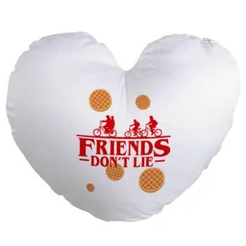Friends Don't Lie, Stranger Things, Μαξιλάρι καναπέ καρδιά 40x40cm περιέχεται το  γέμισμα