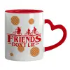 Mug heart red handle, ceramic, 330ml