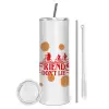 Tumbler stainless steel 600ml, with metal straw & cleaning brush