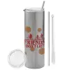 Tumbler stainless steel Silver 600ml, with metal straw & cleaning brush