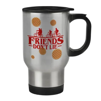 Friends Don't Lie, Stranger Things, Κούπα ταξιδιού ανοξείδωτη με καπάκι, διπλού τοιχώματος (θερμό) 450ml