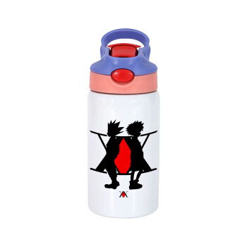 hunter x hunter, Children's hot water bottle, stainless steel, with safety straw, pink/purple (350ml)