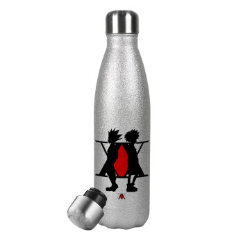 hunter x hunter, Metallic Glitter Silver Thermos Flask (Stainless steel), double-walled, 500ml