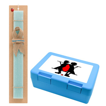 hunter x hunter, Easter Set, children's snack container BLUE & Easter aromatic flat candle (30cm) (TURQUOISE)