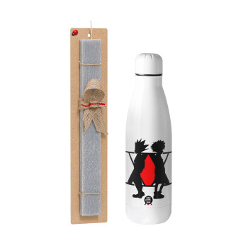 hunter x hunter, Easter Set, metallic stainless thermos bottle (500ml) & scented flat Easter candle (30cm) (GRAY)