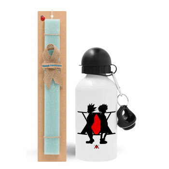 hunter x hunter, Easter Set, metallic aluminum water bottle (500ml) & scented flat candle (30cm) (TURQUOISE)