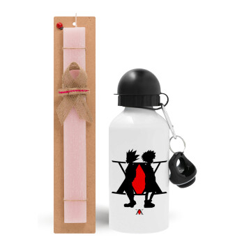 hunter x hunter, Easter Set, metallic aluminum bottle (500ml) & aromatic flat Easter candle (30cm) (PINK)