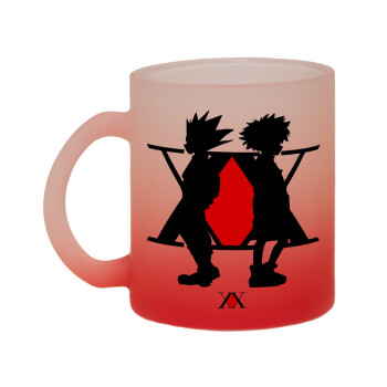 hunter x hunter, Κούπα γυάλινη δίχρωμη με βάση το κόκκινο ματ, 330ml