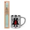 Easter Set, metallic thermal cup (300ml) & aromatic flat Easter candle (30cm) (TURQUOISE)