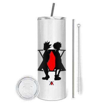 hunter x hunter, Eco friendly stainless steel tumbler 600ml, with metal straw & cleaning brush