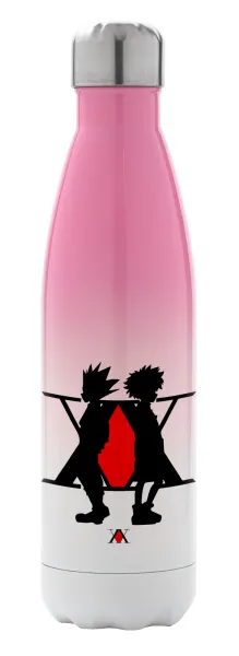 hunter x hunter — Μεταλλικό παγούρι θερμός Ροζ/Λευκό (Stainless steel), διπλού τοιχώματος, 500ml