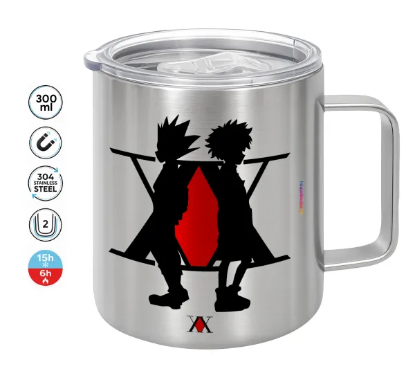 hunter x hunter — Double-walled stainless steel mug 300ml with temperature-retaining lid