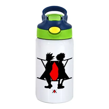 hunter x hunter, Παιδικό παγούρι θερμό, ανοξείδωτο, με καλαμάκι ασφαλείας, πράσινο/μπλε (350ml)