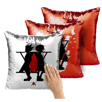 hunter x hunter, Μαξιλάρι καναπέ Μαγικό Κόκκινο με πούλιες 40x40cm περιέχεται το γέμισμα