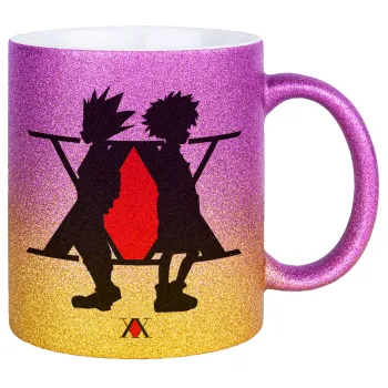 hunter x hunter, Κούπα Χρυσή/Ροζ Glitter, κεραμική, 330ml
