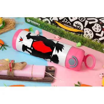 hunter x hunter, Easter candle, Childrens hot water bottle, stainless steel, with safety straw, PINK (500ml)
