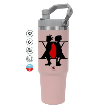 hunter x hunter, ΡΟΖ χρώματος Θερμός Ανοξείδωτο 890ml (30oz) με χερούλι