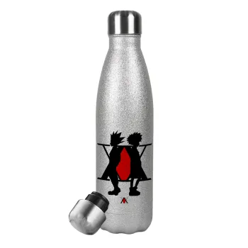 hunter x hunter, Metallic Glitter Silver Thermos Flask (Stainless steel), double-walled, 500ml
