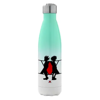 hunter x hunter, Μεταλλικό παγούρι θερμός Πράσινο/Λευκό (Stainless steel), διπλού τοιχώματος, 500ml