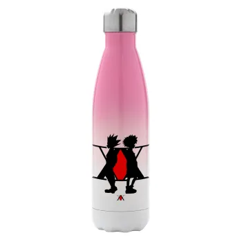 hunter x hunter, Metal mug thermos Pink/White (Stainless steel), double wall, 500ml